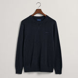 GANT Cotton Flamme Crew Neck Sweater in Evening Blue