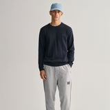 GANT Cotton Flamme Crew Neck Sweater in Evening Blue