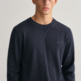 GANT Cotton Flamme Crew Neck Sweater in Evening Blue