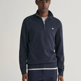 Gant Cotton Flamme Half-Zip Sweater in Evening Blue