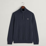 Gant Cotton Flamme Half-Zip Sweater in Evening Blue