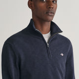 Gant Cotton Flamme Half-Zip Sweater in Evening Blue