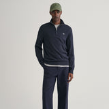 Gant Cotton Flamme Half-Zip Sweater in Evening Blue