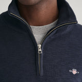 Gant Cotton Flamme Half-Zip Sweater in Evening Blue