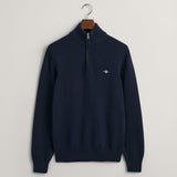 GANT Casual Cotton Half-Zip Sweater In Evening Blue