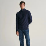 GANT Casual Cotton Half-Zip Sweater In Evening Blue