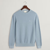 Gant Cotton Piqué Crew Neck Sweater in Dove Blue