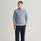 Gant Cotton Piqué Crew Neck Sweater in Dove Blue