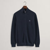 GANT Cotton Piqué Half-Zip Cardigan Navy