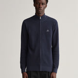 GANT Cotton Piqué Half-Zip Cardigan Navy