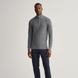GANT Cotton Piqué Half-Zip Sweater Dark Grey Melange