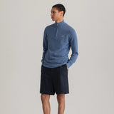 GANT Cotton Piqué Half-Zip Sweater Denim Blue Melange