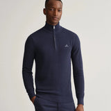 GANT Cotton Piqué Half-Zip Sweater In Evening Blue