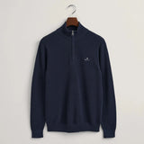GANT Cotton Piqué Half-Zip Sweater In Evening Blue