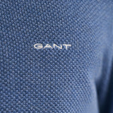 Gant Cotton Piqué Half-Zip Sweater in Denim Blue