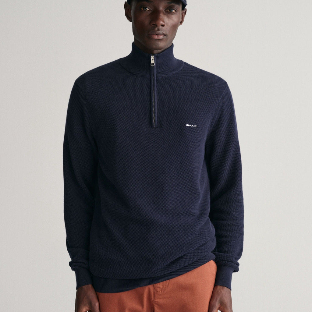 SVETR GANT COTTON PIQUE HALF ZIP evening blue | GANT CZ SVETR GANT COTTON PIQUE HALF ZIP evening blue | GANT CZ