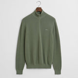 GANT Cotton Piqué Half-Zip Sweater in Kalamata Green