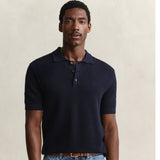 GANT Cotton Texture Polo In Evening Blue