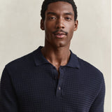GANT Cotton Texture Polo In Evening Blue