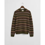 Gant Fair Isle Crew Neck Sweater In Country Green