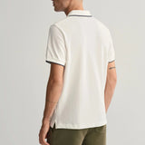 GANT Framed Tipped Piqué Polo Shirt in Eggshell