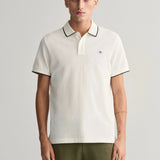GANT Framed Tipped Piqué Polo Shirt in Eggshell