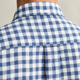 GANT Gingham Linen Blend Shirt Regular In Vintage Blue