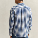 GANT Gingham Linen Blend Shirt Regular In Vintage Blue