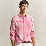GANT Gingham Linen Blend Shirt In Rose Pink
