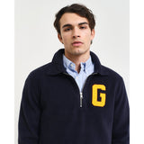 Gant Graphic Half-Zip Fleece In Evening Blue