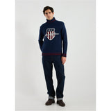 Gant Graphic Rollneck Sweater In Evening Blue