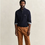 GANT Lambswool Cable Knit Half-Buttoned Sweater In Evening Blue