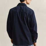 GANT Linen Blend Overshirt Regular Fit In Evening Blue