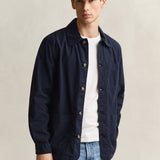 GANT Linen Blend Overshirt Regular Fit In Evening Blue