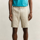 GANT Linen Shorts Regular Fit In Oat Beige