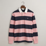 Gant Long Sleeve Shield Barstriped Heavy Rugger in Bubblegum Pink