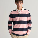 Gant Long Sleeve Shield Barstriped Heavy Rugger in Bubblegum Pink