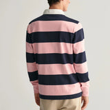 Gant Long Sleeve Shield Barstriped Heavy Rugger in Bubblegum Pink