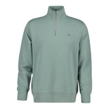GANT Mens Regular Shield Half Zip Sweatshirt Ceramic Grey