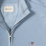 GANT Micro Textured Cotton Half Zip In Fresh Blue