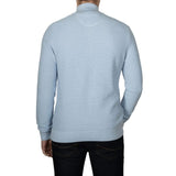 GANT Micro Textured Cotton Half Zip In Fresh Blue