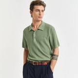 GANT Micro Textured Cotton Polo Shirt in Kalamata Green