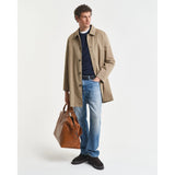Gant Micro Textured Crew Neck Sweater In Evening Blue