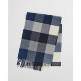 Gant Multi Checked Wool Scarf In Dark Grey Melange