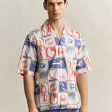 GANT Nautical Short Sleeve Shirt In Creamed White