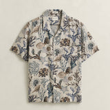 GANT Printed Linen Regular Fit Shirt In Oat Beige