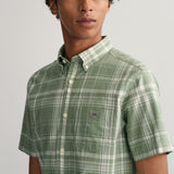 GANT Regular Fit Check Cotton Linen Short Sleeve Shirt