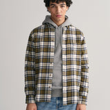 GANT Regular Fit Checked Flannel Shirt in Dark Cactus