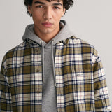 GANT Regular Fit Checked Flannel Shirt in Dark Cactus