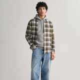 GANT Regular Fit Checked Flannel Shirt in Dark Cactus